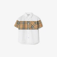 Check Panel Cotton Shirt in White | Burberry® Official