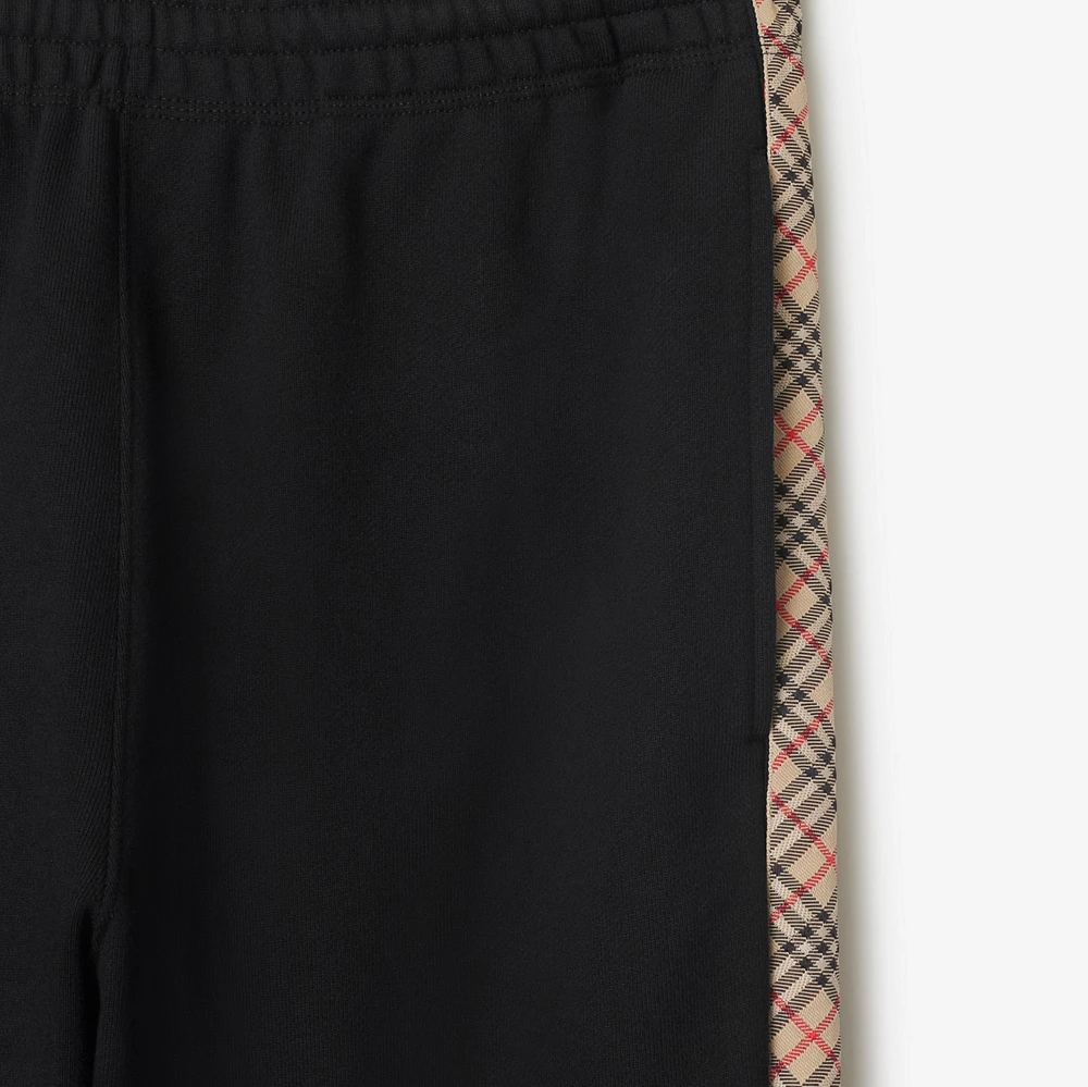Check Trim Cotton Jogging Pants in Black - Men | Burberry® Official