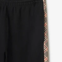 Check Trim Cotton Jogging Pants in Black - Men | Burberry® Official