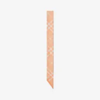 Skinny Check Silk Scarf in Peach | Burberry® Official