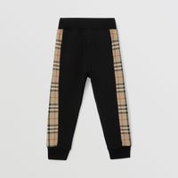 Vintage Check Panel Cotton Jogging Pants Black | Burberry® Official