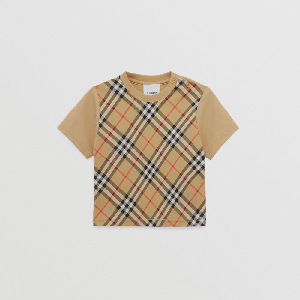 Vintage Check Panel Cotton T-shirt Archive Beige - Children | Burberry® Official