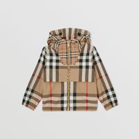 Contrast Check Cotton Hooded Jacket Archive Beige | Burberry