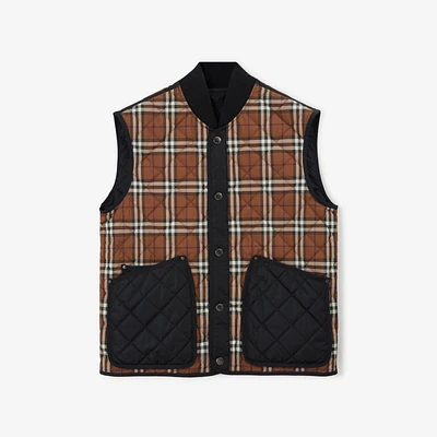 Check Quilted Gilet in Dark birch brown - Men | Burberry® Official