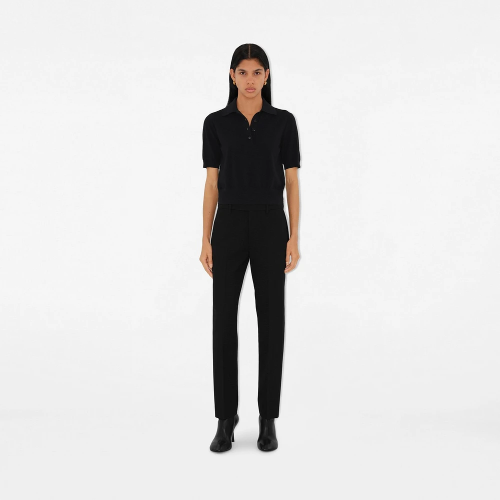 Cotton Blend Polo Shirt in Black - Women | Burberry® Official