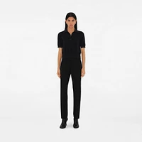 Cotton Blend Polo Shirt in Black - Women | Burberry® Official