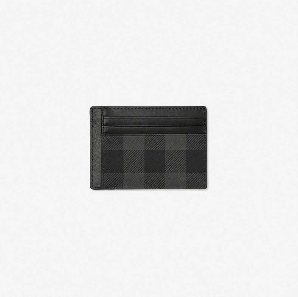 Check Money Clip Card Case in Charcoal grey - Men, Canvas | Burberry® Official