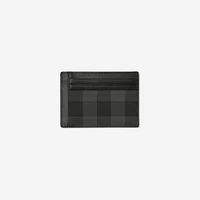 Check Money Clip Card Case in Charcoal grey - Men, Canvas | Burberry® Official