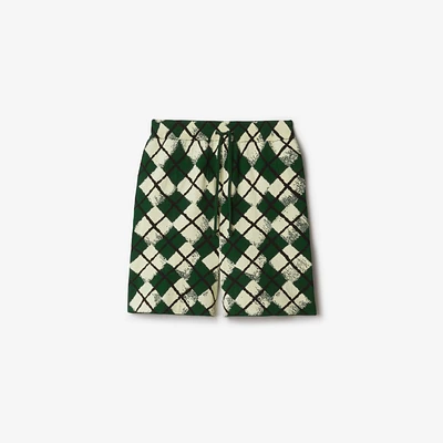 Argyle Cotton Shorts in Ivy - Men | Burberry® Official