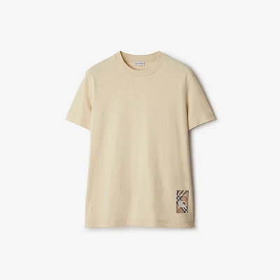 Check Label Cotton T-shirt in Nutmeg - Men | Burberry® Official