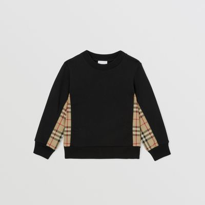 Vintage Check Panel Cotton Sweatshirt Black | Burberry® Official