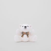 Check Bow Tie Wool Silk Thomas Bear Rattle in Ivory - Children | Burberry® Official