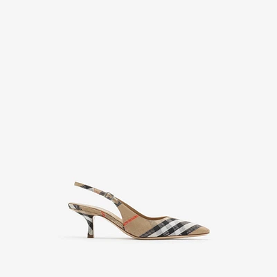 Check Birdie Slingback Pumps in Sand - Women, Cotton, Nylon | Burberry® Official