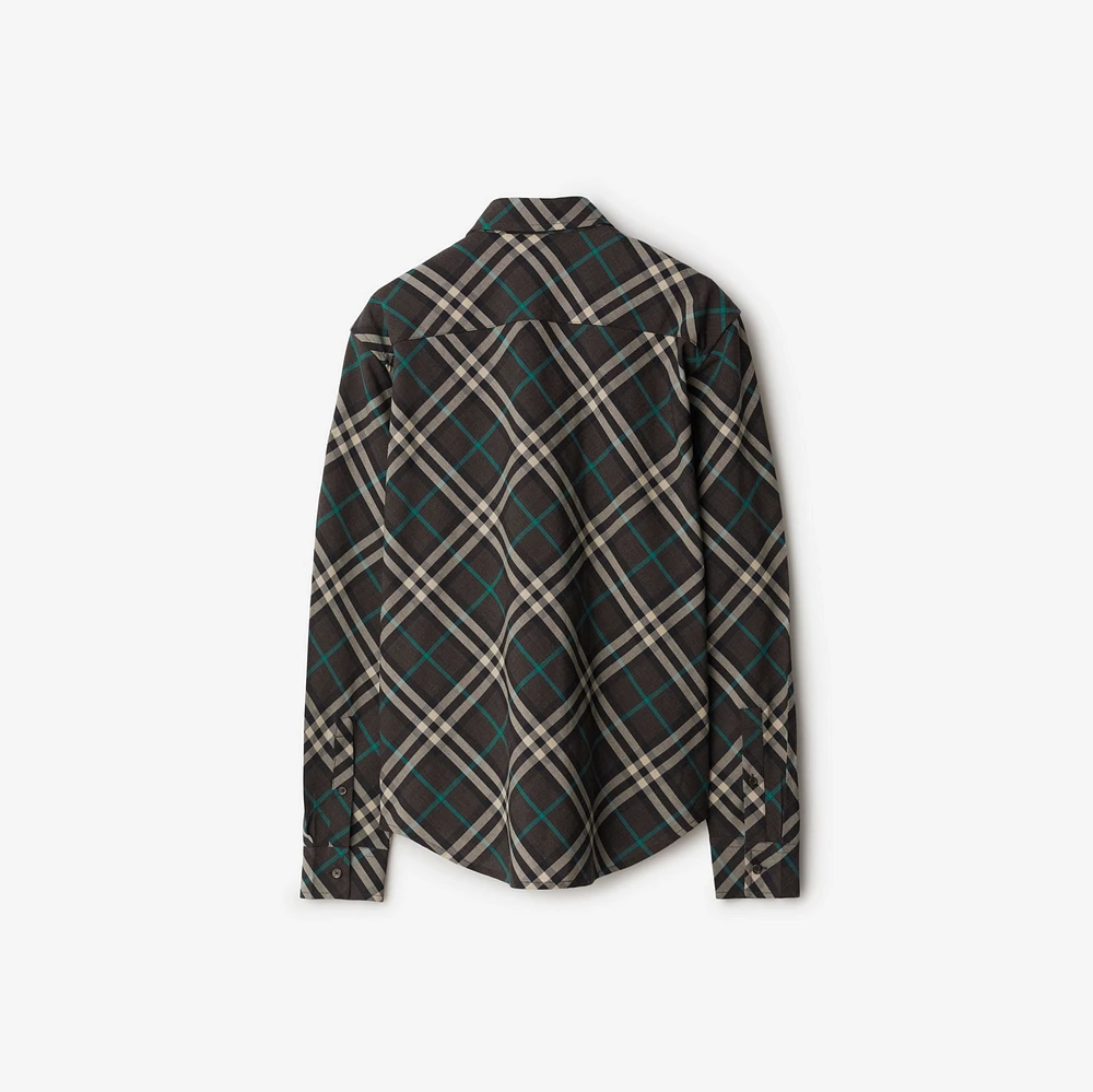 Check Wool Blend Shirt in Snug - Men | Burberry® Official