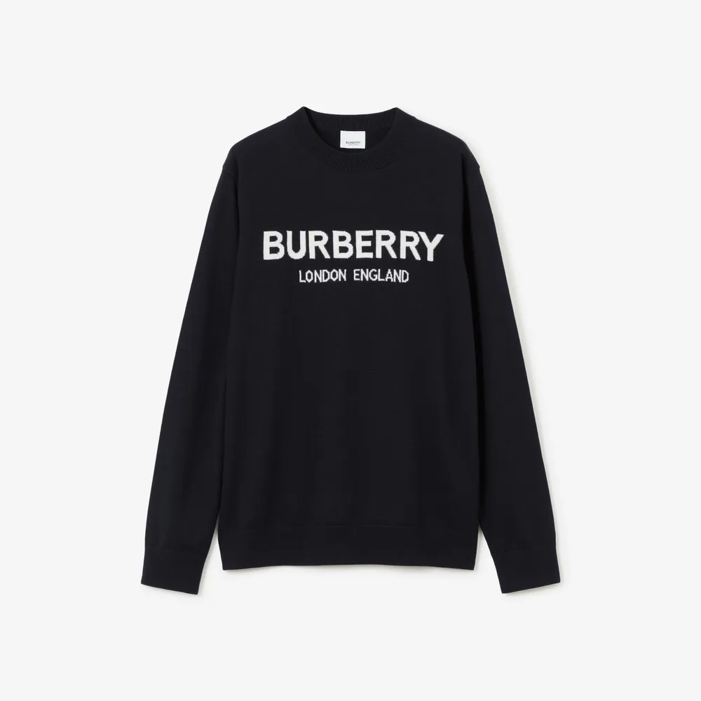 Burberry + Logo Intarsia Wool Blend Sweater Coal Blue - Men | Burberry®  Official | Yorkdale Mall