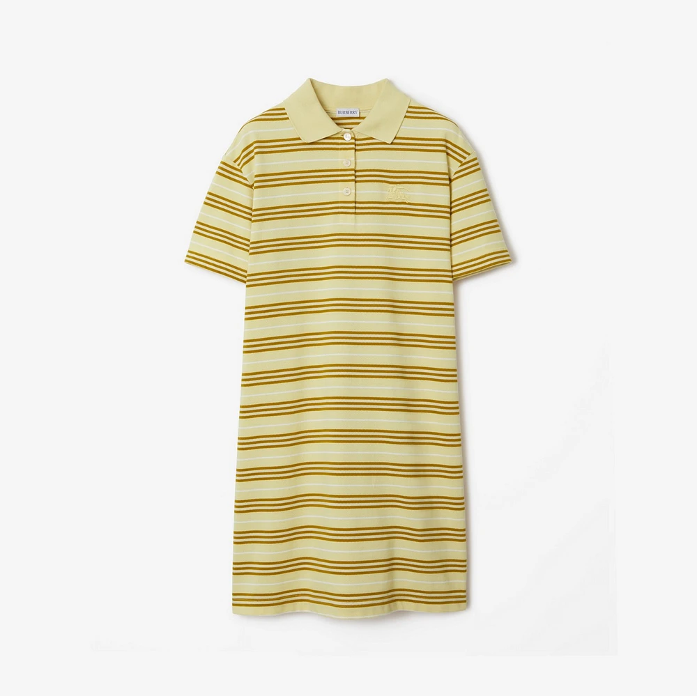 Striped Cotton Polo Shirt Dress in Alabaster - Women | Burberry® Official