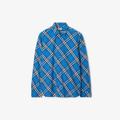 Check Cotton Shirt in Hyacinth - Men | Burberry® Official