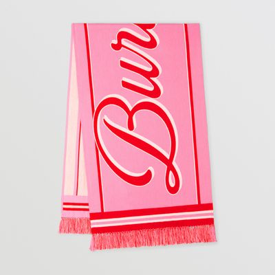 Logo Cotton Jacquard Scarf in Bubblegum Pink | Burberry® Official