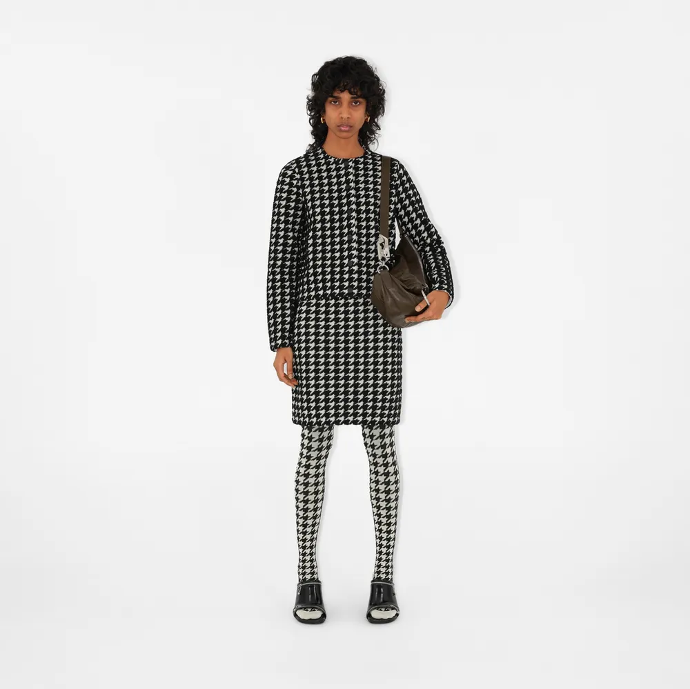 Houndstooth Nylon Blend Mini Skirt in Black - Women, Technical | Burberry® Official