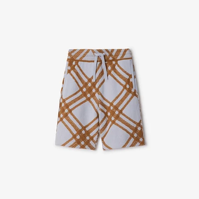 Check Wool Cashmere Shorts in Slate blue | Burberry® Official