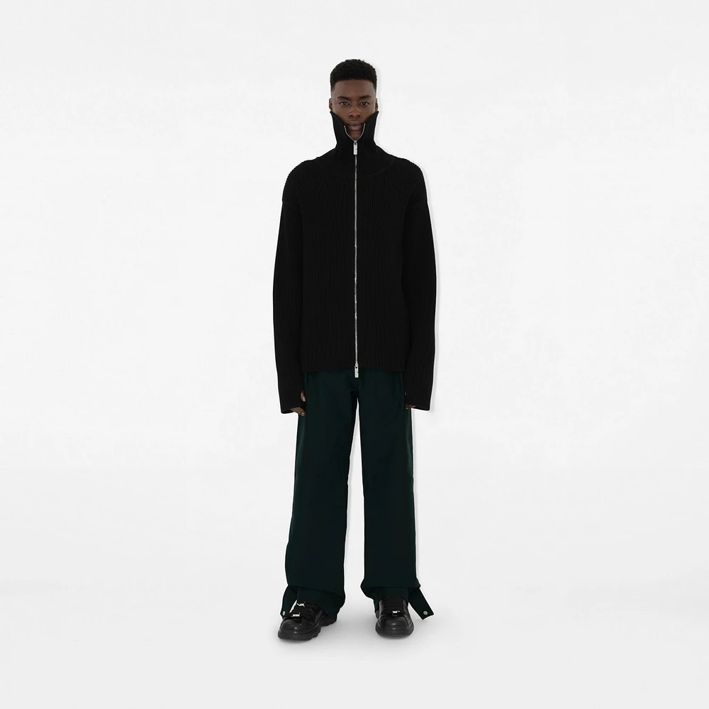 Wool Blend Zip Sweater in Black - Men | Burberry® Official