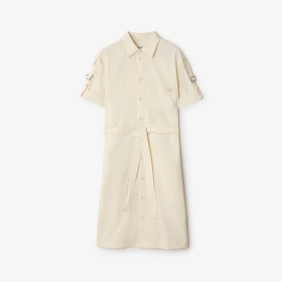 Silk Blend Shirt Dress in Off white - Women | Burberry® Official