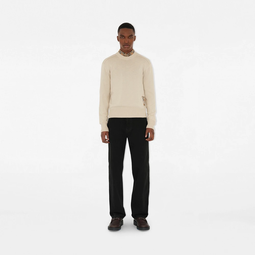 Check Label Wool Sweater in Nutmeg - Men | Burberry® Official