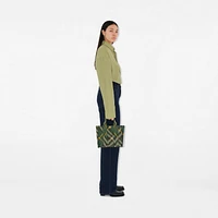 Mini Check Knitted Tote in Ivy - Women | Burberry® Official