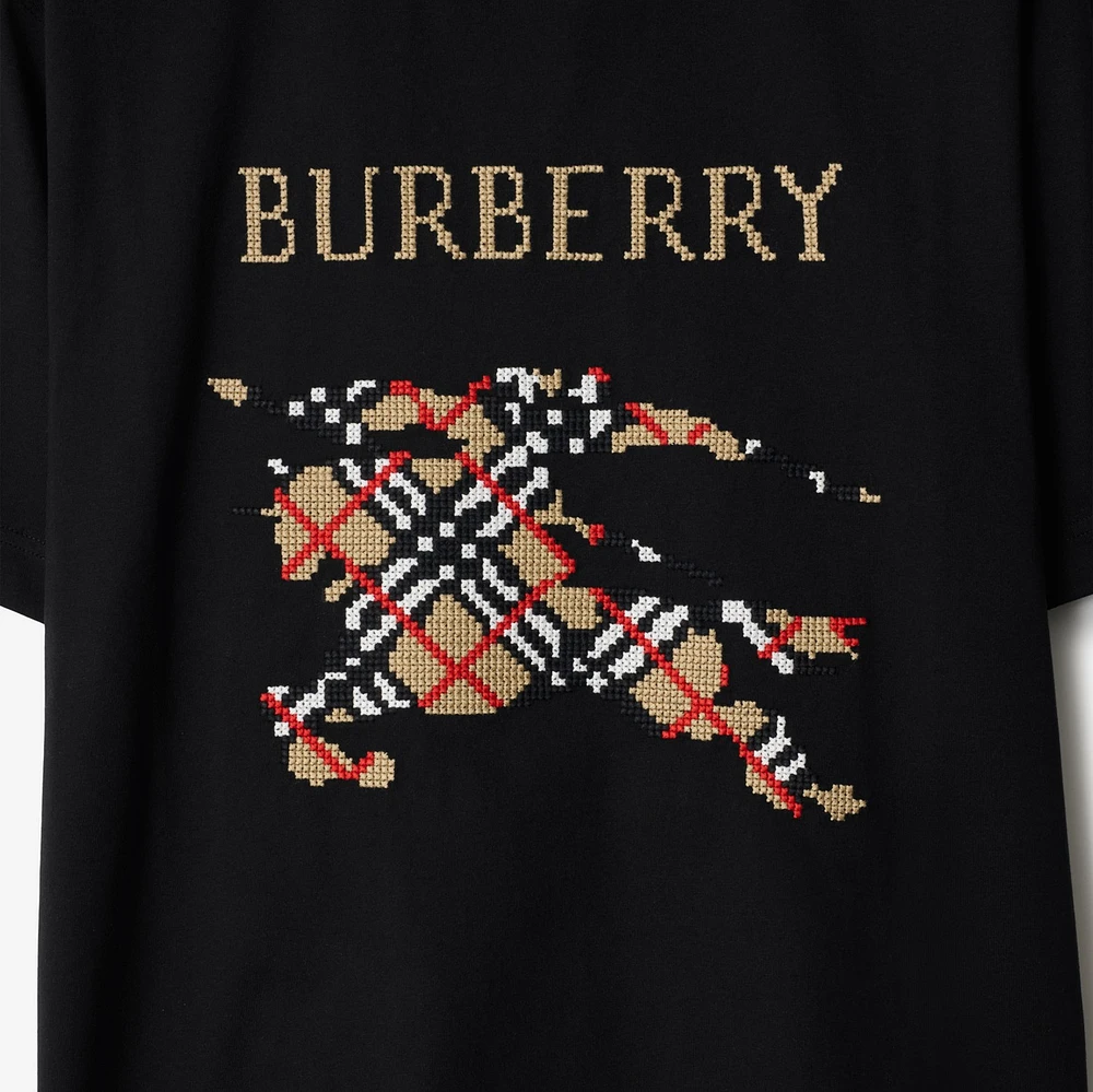 Cross Stitch EKD​ Cotton T-shirt in Black - Men | Burberry® Official