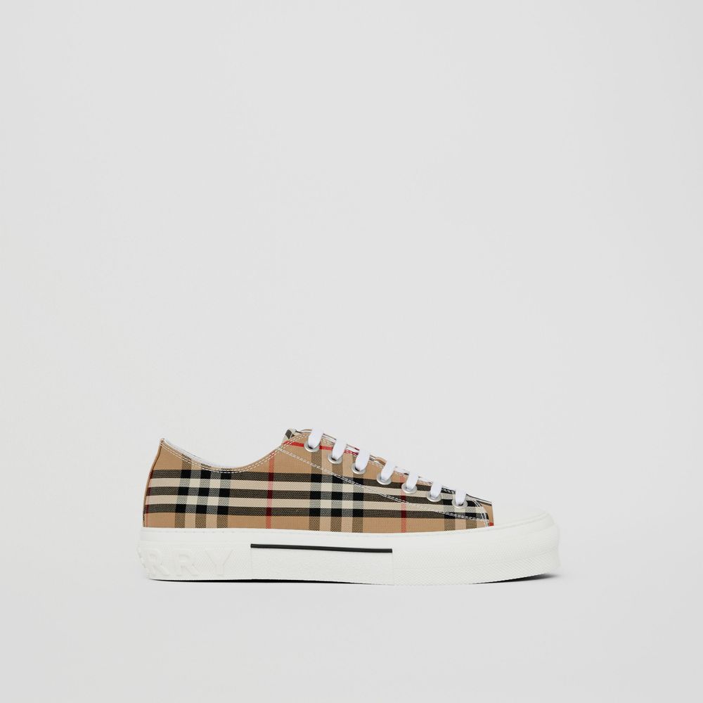 Vintage Check Cotton Sneakers Archive Beige | Burberry® Official