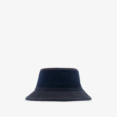 Reversible Denim Bucket Hat in Indigo/white - Men | Burberry® Official