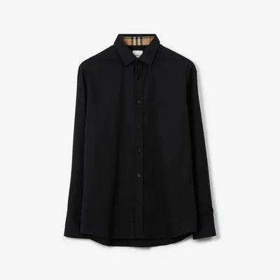 Stretch Cotton Shirt in Black - Men | Burberry® Official