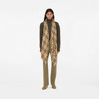 Check Cashmere Silk Scarf in Sand | Burberry® Official