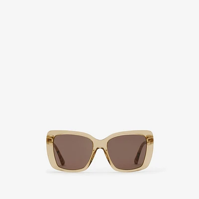 Tubular Check Square Sunglasses​ in Buff - Women | Burberry® Official