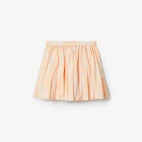 Pleated Check Cotton Skirt in Pastel peach | Burberry® Official