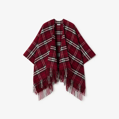 Check Wool Cashmere Cape in Oxblood | Burberry® Official