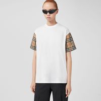 Vintage Check Sleeve Cotton Oversized T-shirt White - Women | Burberry® Official