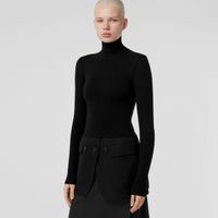 Jacket Detail Wool Turtleneck Sweater Black - Women | Burberry® Official