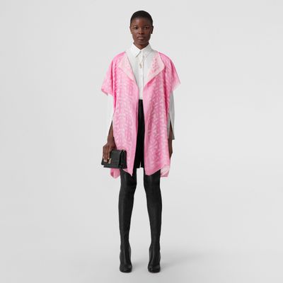 Monogram Silk Chiffon Jacquard Cape in Bubblegum Pink - Women | Burberry® Official