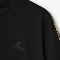Check Trim Cotton T-shirt in Black - Women | Burberry® Official