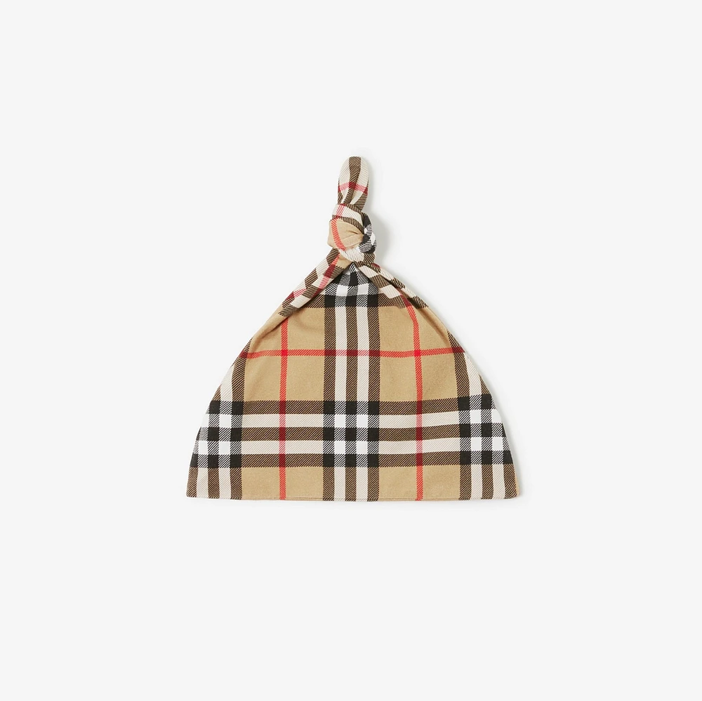 Check Cotton Two-piece Baby Gift Set in Archive beige - Children | Burberry® Official