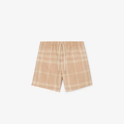 Check Swim Shorts in Soft fawn - Men | Burberry® Official