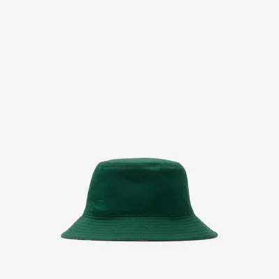 Reversible Cotton Blend Bucket Hat in Ivy - Men | Burberry® Official