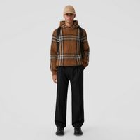 Exaggerated Check Wool Mohair Blend Hoodie Dark Birch Brown - Men | Burberry® Official