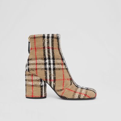 Vintage Check Bouclé Ankle Boots Archive Beige - Women | Burberry® Official