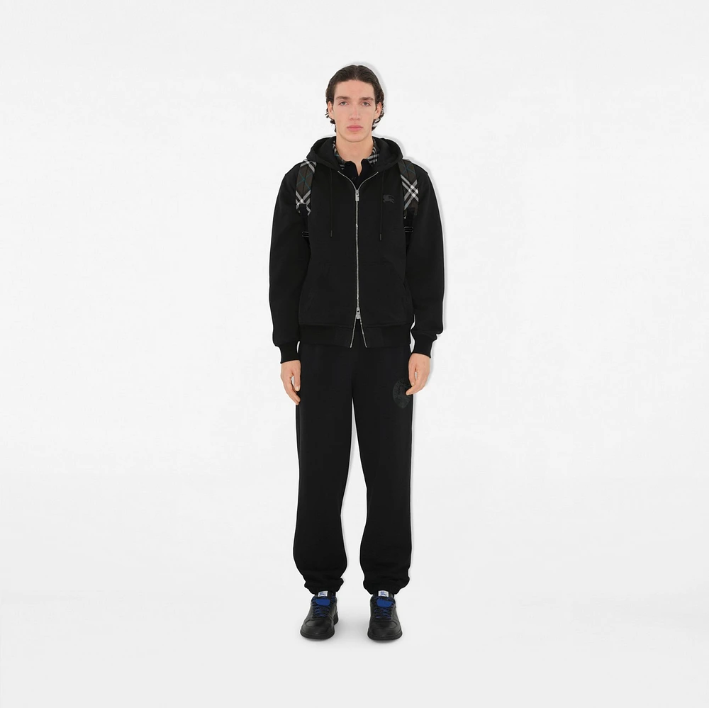 EKD Badge Cotton Zip Hoodie in Black - Men | Burberry® Official