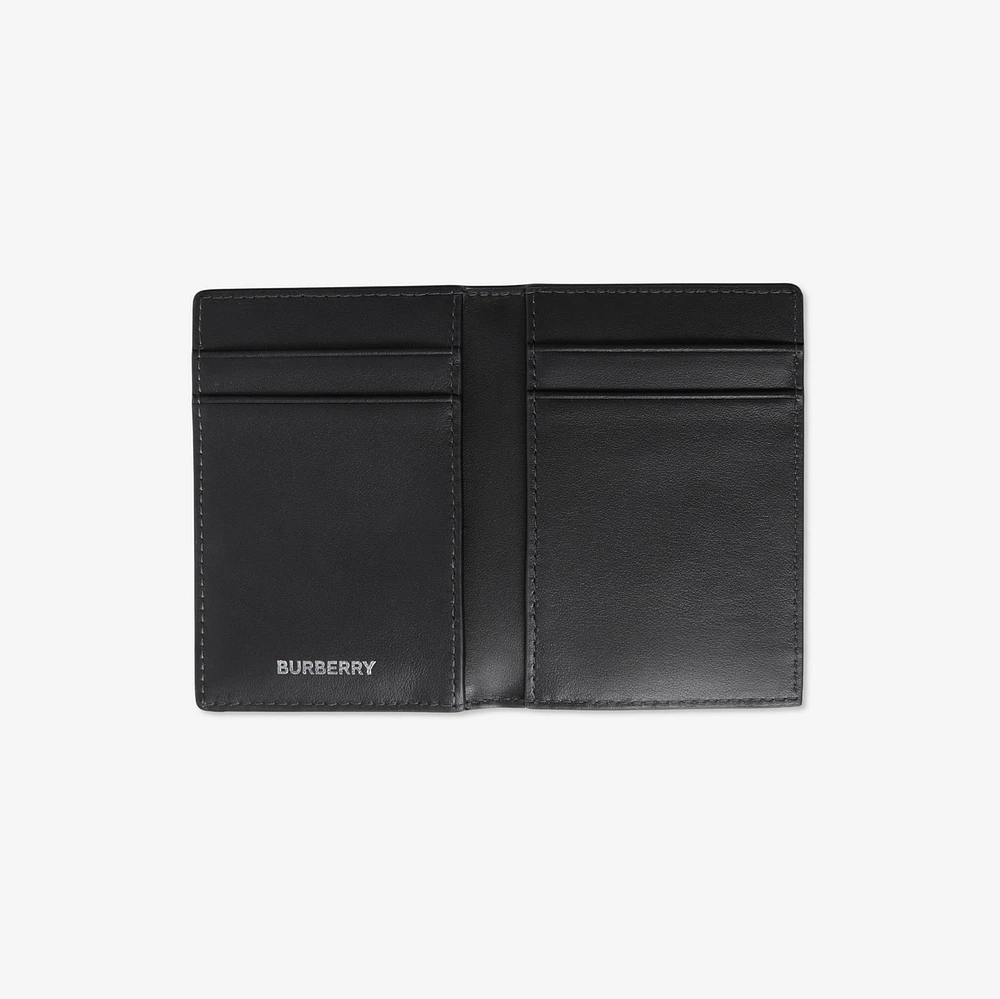 Check Folding Card Case in Charcoal - Men