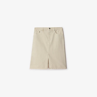 Denim Skirt in Oat - Women, Cotton | Burberry® Official