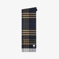 Check Cashmere Scarf in Indigo/mid camel | Burberry® Official