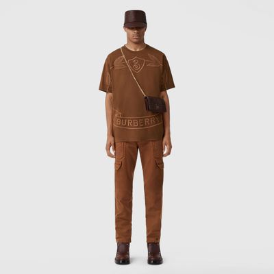 Oak Leaf Crest Cotton Oversized T-shirt Dark Birch Brown - Men | Burberry® Official